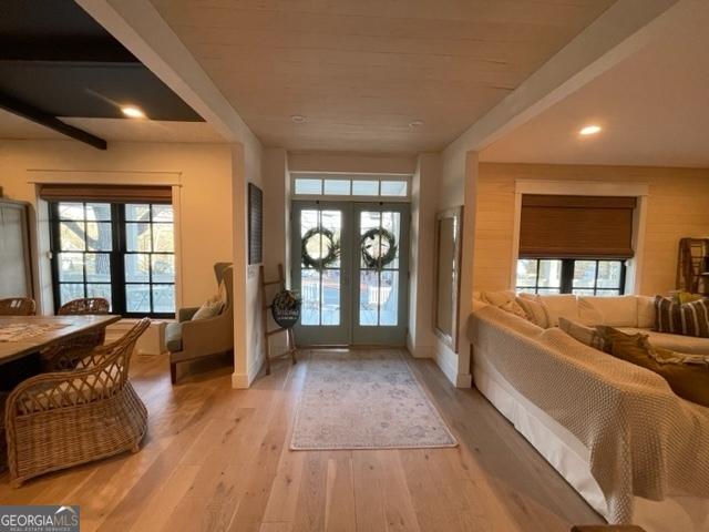185 A W Roberts Dr, Ball Ground, GA 30107 - entryway with french doors, plenty of natural light, light wood-style floors, recessed lighting, and baseboards