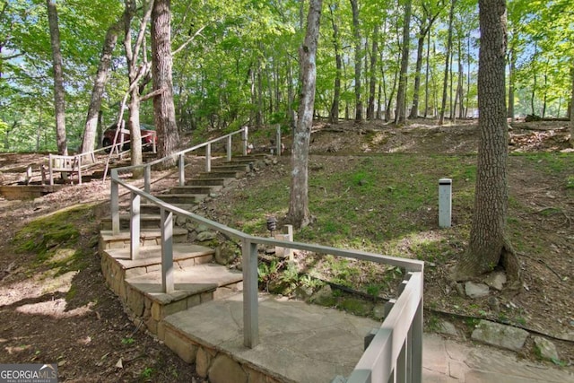 view of yard with stairs