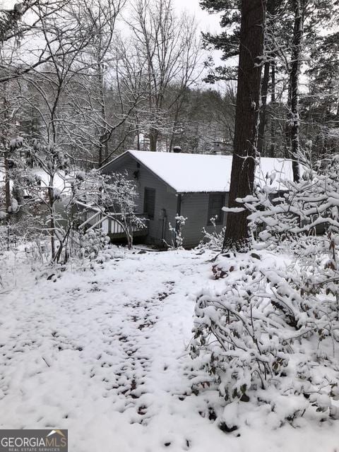 view of snow covered exterior