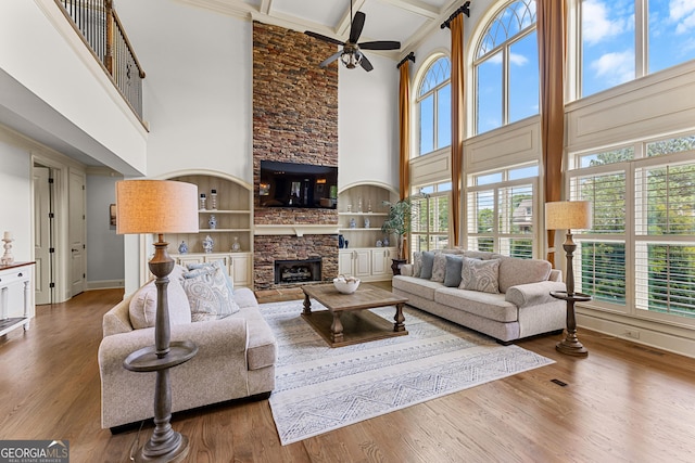770 Tralee Dr, Fayetteville, GA 30215 - living area with a wealth of natural light, a towering ceiling, and ceiling fan