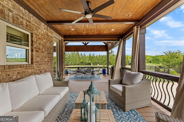 770 Tralee Dr, Fayetteville, GA 30215 - wooden deck featuring an outdoor hangout area, outdoor dining area, and a ceiling fan
