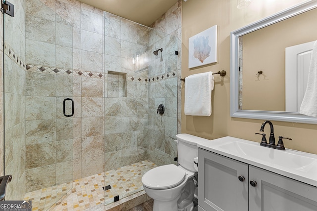 770 Tralee Dr, Fayetteville, GA 30215 - bathroom featuring vanity, toilet, and a stall shower