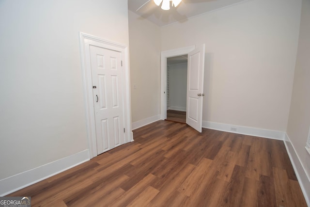 31 Saint Clair St, Newnan, GA 30263 - empty room featuring ceiling fan, wood finished floors, and baseboards