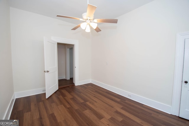 31 Saint Clair St, Newnan, GA 30263 - unfurnished room with dark wood-type flooring, ceiling fan, and baseboards