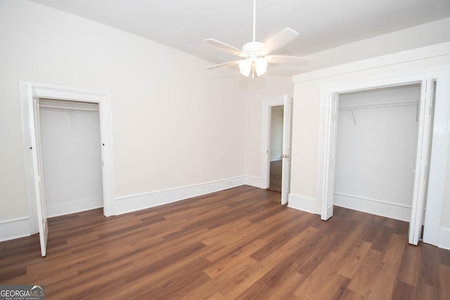 31 Saint Clair St, Newnan, GA 30263 - unfurnished bedroom with wood finished floors, baseboards, and ceiling fan