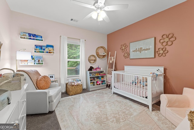 88 Carl Williams Rd, Senoia, GA 30276 - carpeted bedroom with a nursery area and ceiling fan