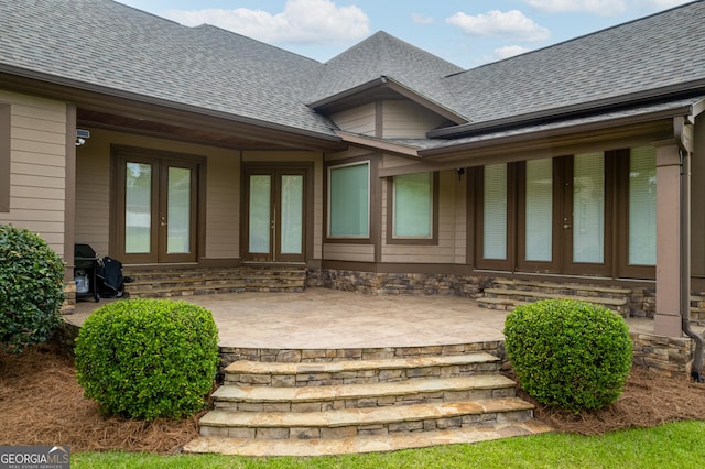 350 Greystone Dr, Milledgeville, GA 31061 - exterior space featuring roof with shingles and french doors