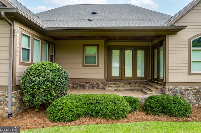 350 Greystone Dr, Milledgeville, GA 31061 - property entrance with french doors and a shingled roof