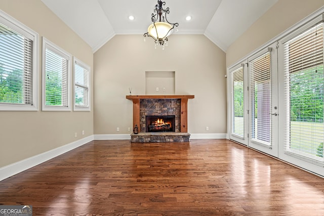 350 Greystone Dr, Milledgeville, GA 31061 - unfurnished living room with a wealth of natural light, wood finished floors, and lofted ceiling