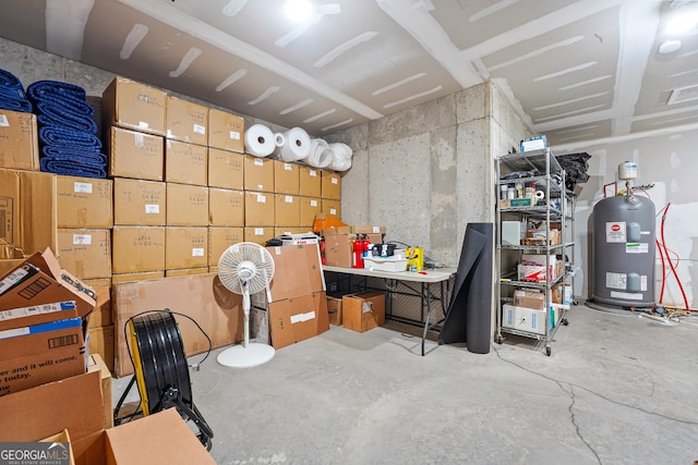 350 Greystone Dr, Milledgeville, GA 31061 - interior space with concrete floors and water heater