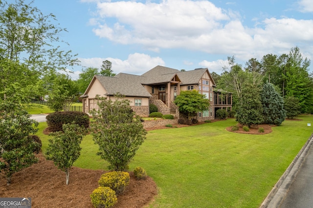350 Greystone Dr, Milledgeville, GA 31061 - view of front facade featuring stone siding and a front yard