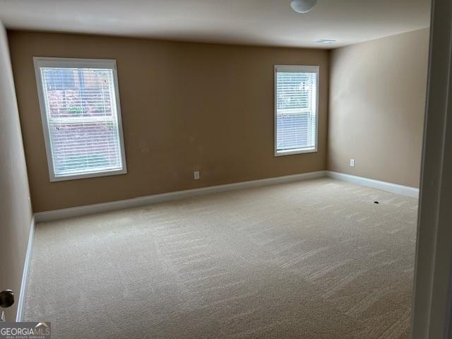 carpeted spare room featuring baseboards and a wealth of natural light