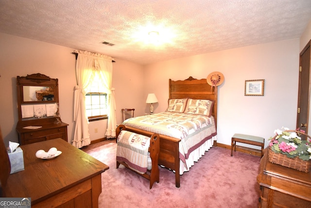 4056 Ryckeley Dr, Gainesville, GA 30504 - bedroom with light colored carpet, a textured ceiling, visible vents, and baseboards