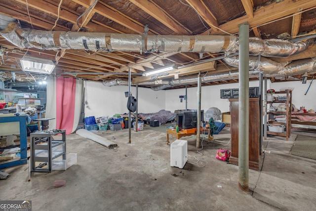 view of unfinished basement