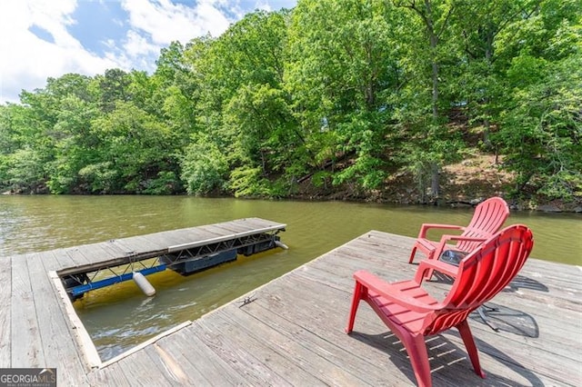 view of dock featuring a water view