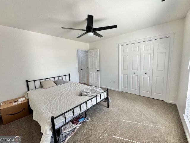 801 W Grossman Dr, Vidalia, GA 30474 - carpeted bedroom with a closet and a ceiling fan