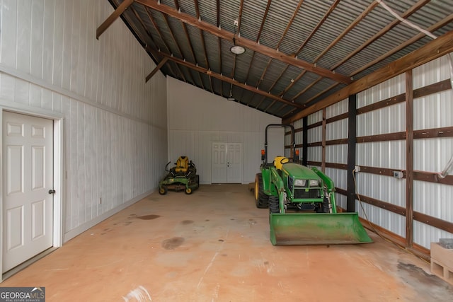 garage featuring metal wall