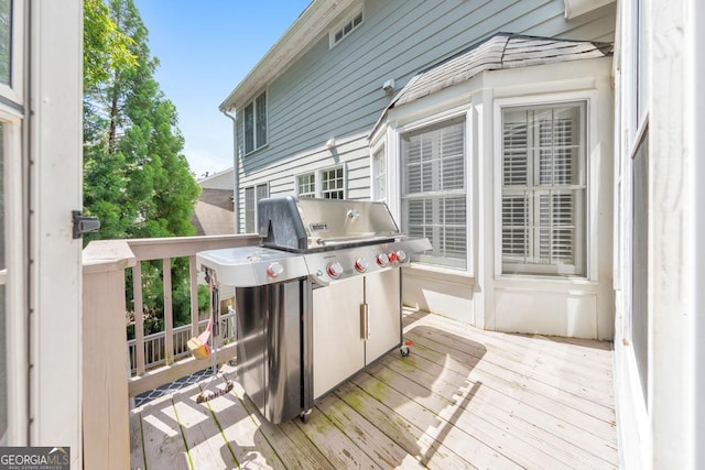 deck featuring area for grilling