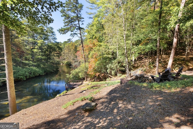 505 River Ridge Rd, Clarkesville, GA 30523 - property view of water featuring a dock and a forest view