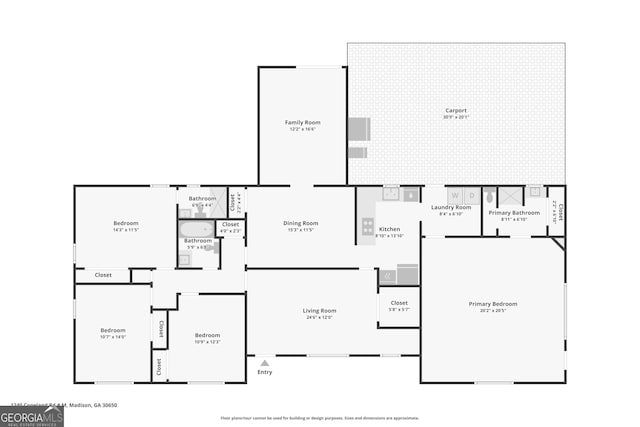 1240 C M Copelan Rd, Madison, GA 30650 - floor plan / room layout