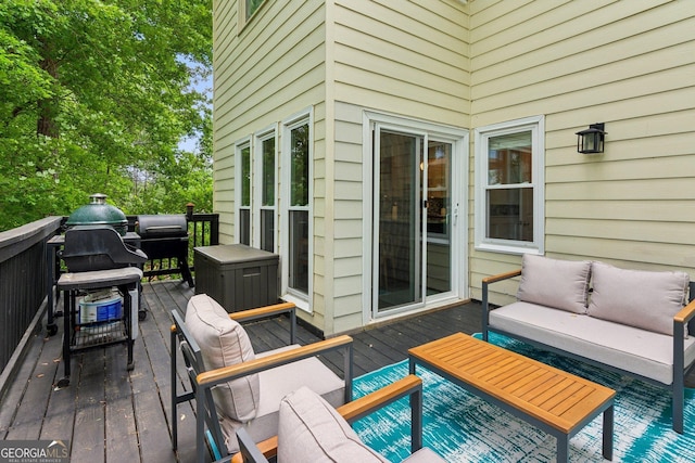 deck featuring outdoor lounge area