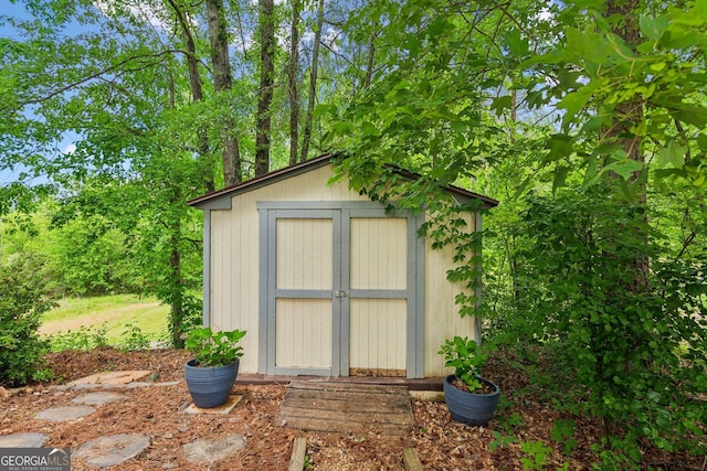 view of shed