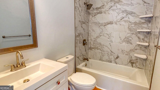 165 Cherokee Cir, Hinesville, GA 31313 - bathroom with toilet, vanity, and tub / shower combination