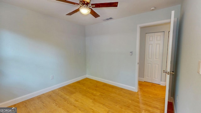 165 Cherokee Cir, Hinesville, GA 31313 - spare room featuring ceiling fan, light wood finished floors, and baseboards