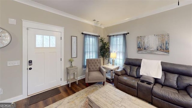 40 Luther Knight Rd, Cartersville, GA 30121 - living area featuring baseboards, crown molding, plenty of natural light, and wood finished floors