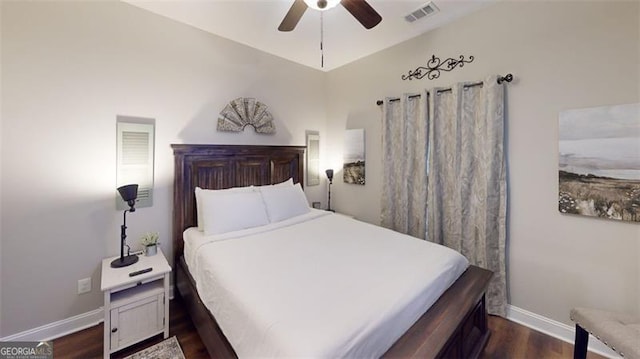 40 Luther Knight Rd, Cartersville, GA 30121 - bedroom featuring visible vents, baseboards, a ceiling fan, and dark wood-style floors