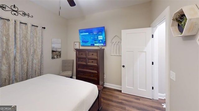 40 Luther Knight Rd, Cartersville, GA 30121 - bedroom featuring baseboards, dark wood-style floors, and a ceiling fan