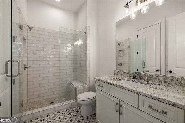 5247 Flannery Chase SW, Powder Springs, GA 30127 - full bathroom with a stall shower, toilet, and vanity