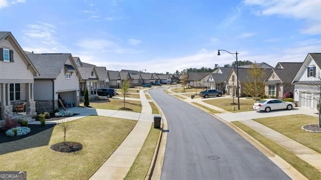 5247 Flannery Chase SW, Powder Springs, GA 30127 - view of asphalt street with a residential view, street lights, sidewalks, and curbs