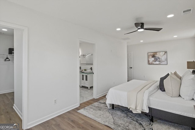 3634 Oakleaf Pass, Fairburn, GA 30213 - bedroom with visible vents, wood finished floors, and recessed lighting