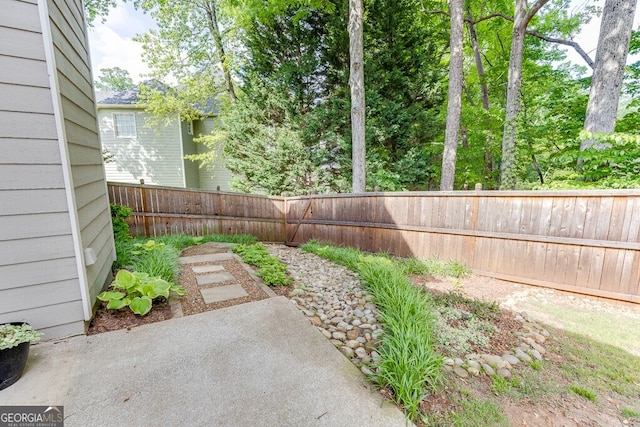 view of yard featuring a fenced backyard and a patio