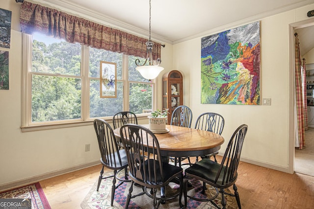 137 New Cut Rd, Winder, GA 30680 - dining room featuring light wood finished floors, plenty of natural light, ornamental molding, and baseboards