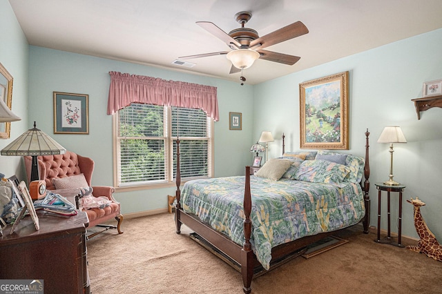 137 New Cut Rd, Winder, GA 30680 - bedroom with light carpet, baseboards, and a ceiling fan