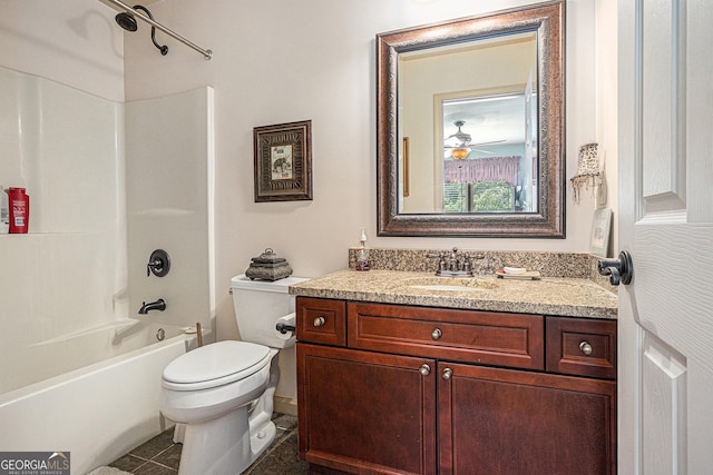 137 New Cut Rd, Winder, GA 30680 - bathroom featuring toilet, vanity, and washtub / shower combination