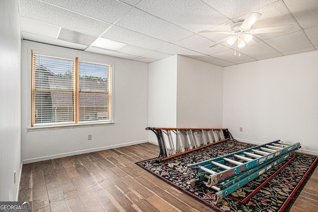 137 New Cut Rd, Winder, GA 30680 - bedroom with a paneled ceiling, hardwood / wood-style floors, baseboards, and a ceiling fan