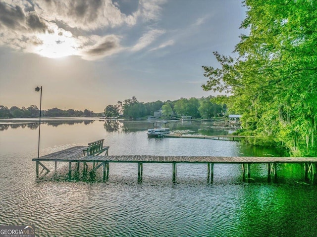 view of dock featuring a water view