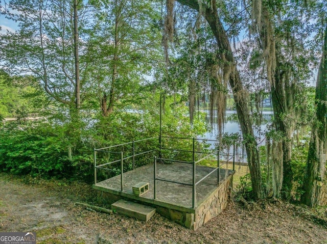 exterior space featuring a water view