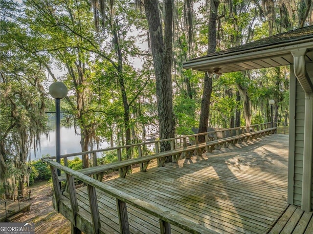 exterior space with a water view
