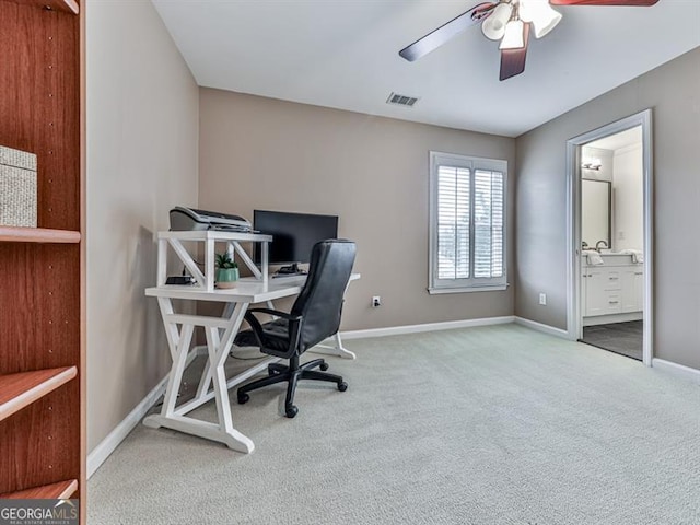 139 Grandmar Chase, Canton, GA 30115 - carpeted office with baseboards, ceiling fan, and visible vents