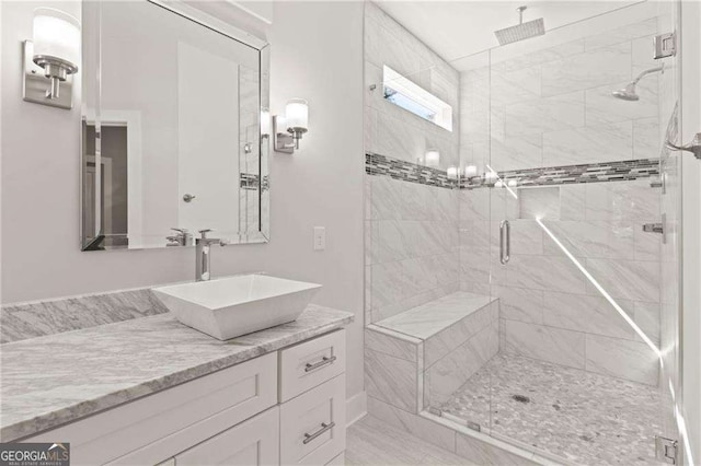 435 Webb Dr, Norcross, GA 30071 - full bathroom with vanity and a stall shower