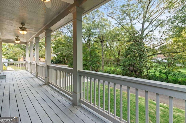 435 Webb Dr, Norcross, GA 30071 - deck featuring covered porch and ceiling fan