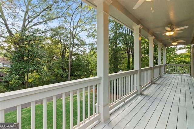 435 Webb Dr, Norcross, GA 30071 - deck featuring a porch and ceiling fan
