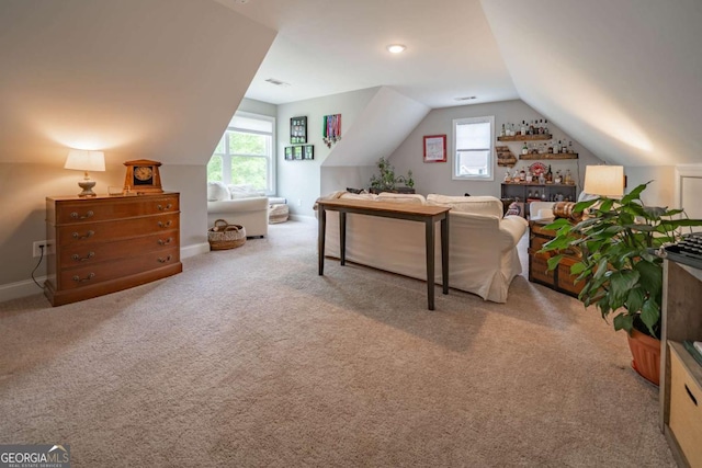 13 Jamilee Cv, Cartersville, GA 30120 - home office with carpet flooring, baseboards, and lofted ceiling