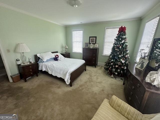 327 W Church St, Swainsboro, GA 30401 - bedroom with multiple windows, carpet flooring, and crown molding