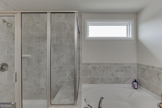 6438 Hickory Branch Dr, Hoschton, GA 30548 - full bathroom with a bath and a shower stall