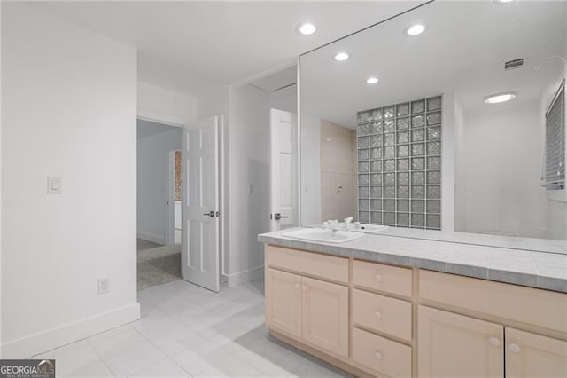 111 Wood Fern Knl, Jasper, GA 30143 - full bathroom with recessed lighting, baseboards, visible vents, tile patterned floors, and vanity